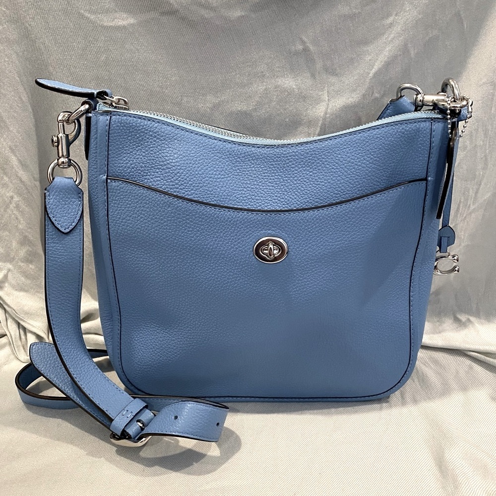 Coach Chaise Pebbled Blue Crossbody Bag